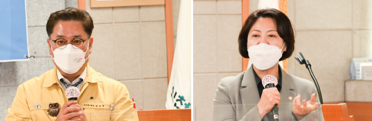 김정식 미추홀구청장(왼쪽), 이안호 미추홀구의회 의장